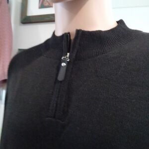 Marx & Dutch Collection Men's Size L Black 1/4 Zip Pull Over Knit Sweater